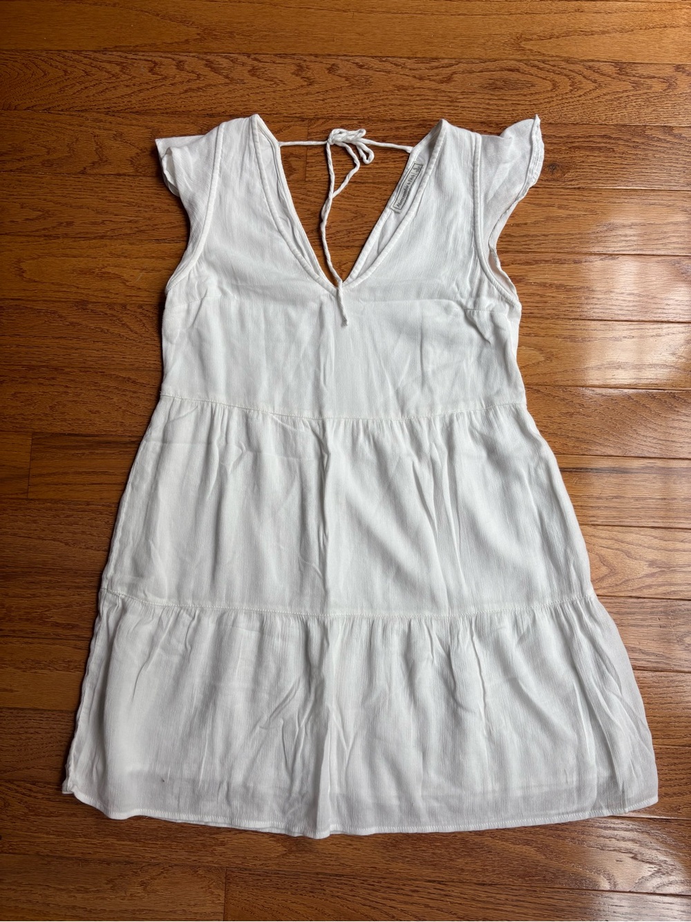 Abercrombie & Fitch Dress Women’s S White V-Neck Tie-Back Short Sleeve Cotton.